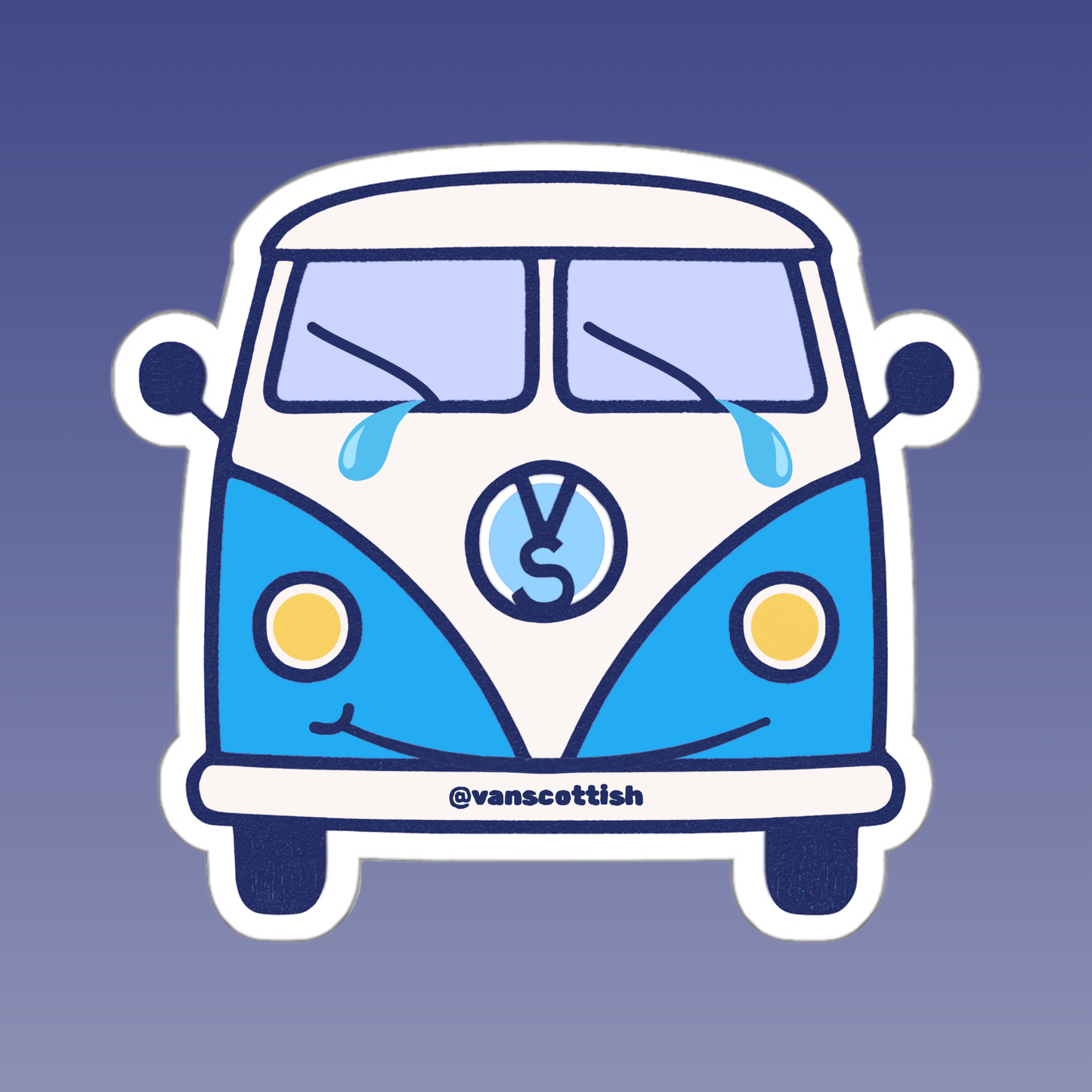 'Don't Cry' Camper Van Sticker (BLUE)