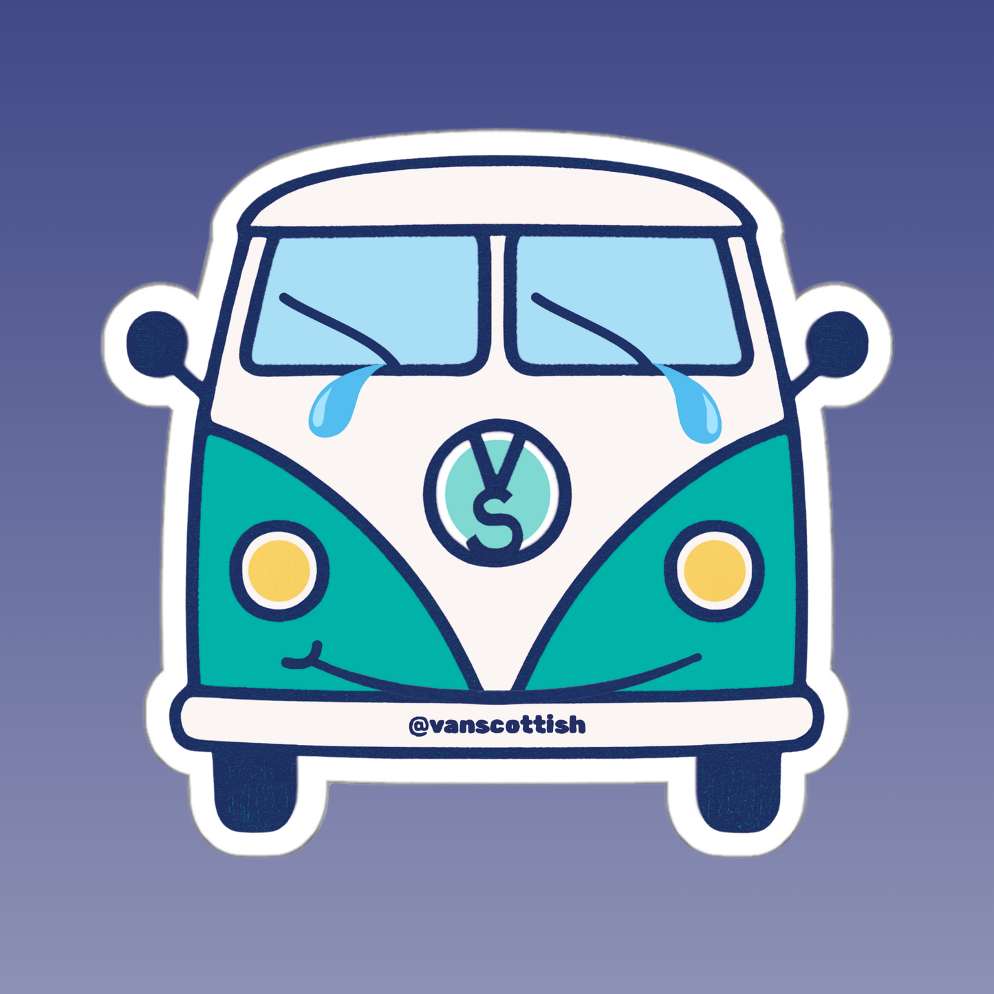 'Don't Cry' Camper Van Sticker (TEAL)