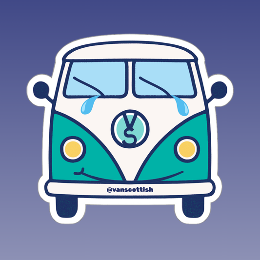 'Don't Cry' Camper Van Sticker (TEAL)